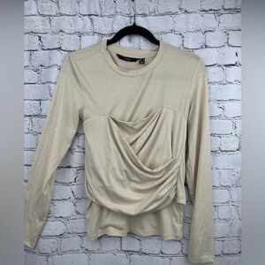 NWOT Vero Moda Cream Draped Front Blouse